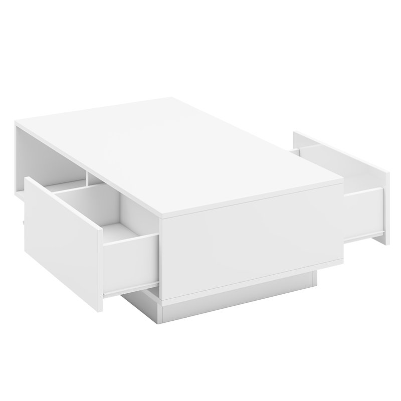 Kylianna Modern Coffee Table with LED Light, White