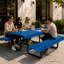 Tables de patio en métal bleu de qualité commerciale, table de salle à manger moderne en acier pour 6