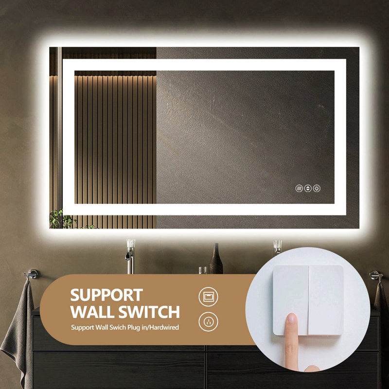 48X36 Inch Frameless LED Bathroom Mirror,Smart Mirror