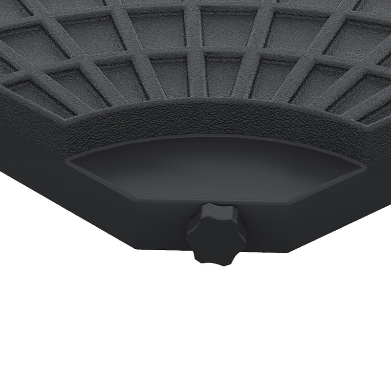 Base de parasol de patio décalée, 4 pièces rondes robustes, 52 litres d'eau ou capacité de sable de 112 livres, qualité en porte-à-faux noire 52L d'eau / 112 caractéristiques