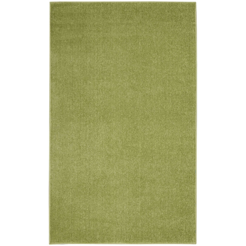 Mullican Sandy Solid Green Easy Care Indoor/Outdoor Area Rug, Rectangle 3' x 5'