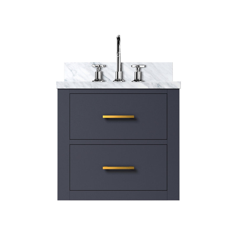 20 po L x P 18 po Meuble-lavabo bleu avec comptoir en acrylique et robinet - Contreplaqué de bois massif à fermeture en douceur pour lavabo de salle de bain, baignoire, lavabo et lavabo, douche