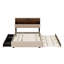 Lit plateforme en lin peu encombrant avec lit gigogne, tête de lit et tiroirs doubles-1214881870-1214881868