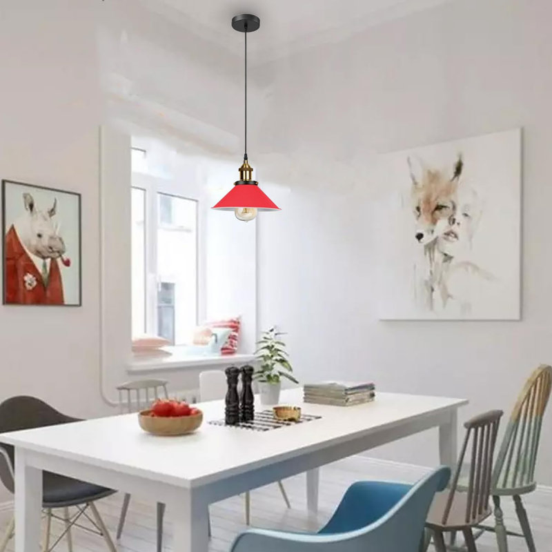 Modern Industrial Cone Pendant Light | Adjustable 1-Light Ceiling Fixture for Kitchen Islands, Dining Areas & Hallways, No