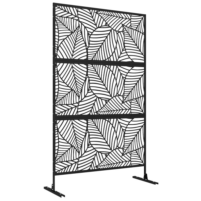 Écran d'intimité en métal avec séparateur d'extérieur à vis, rallonge, Noir, noir, noir, noir