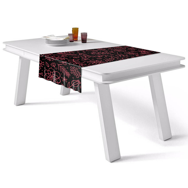 Chemin de table Chertsey, Noir / rose