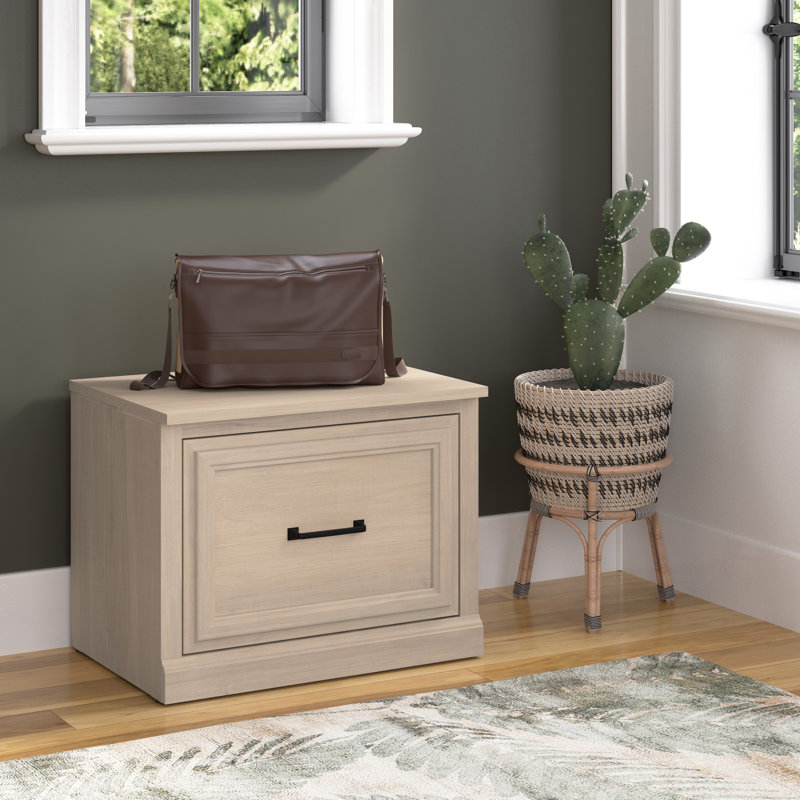 Kierra Storage Bench, White Washed Maple
