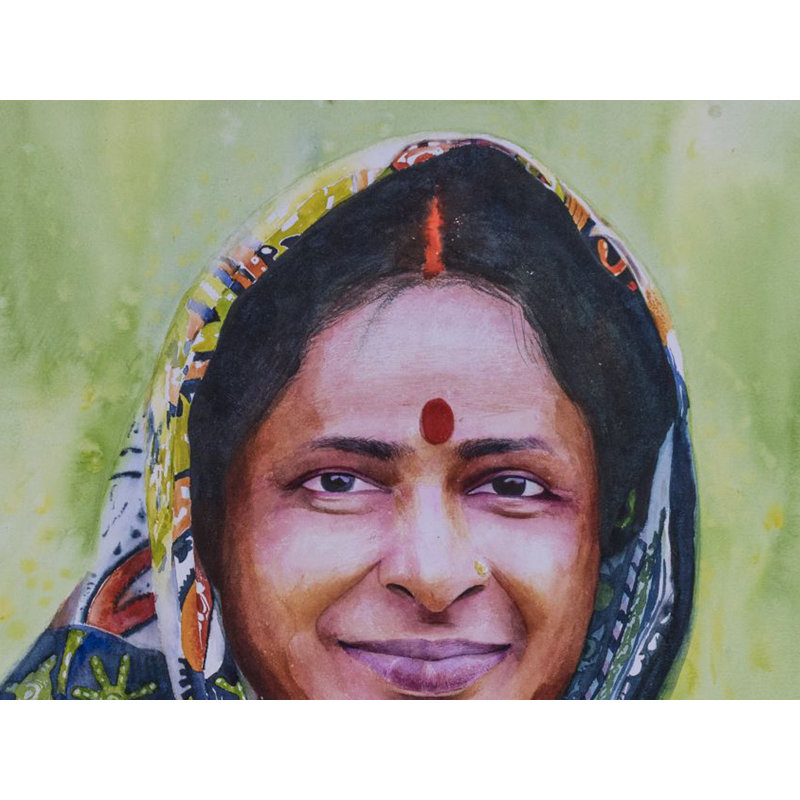 Indian Mother Face | Watercolor On Paper | By Navneeth