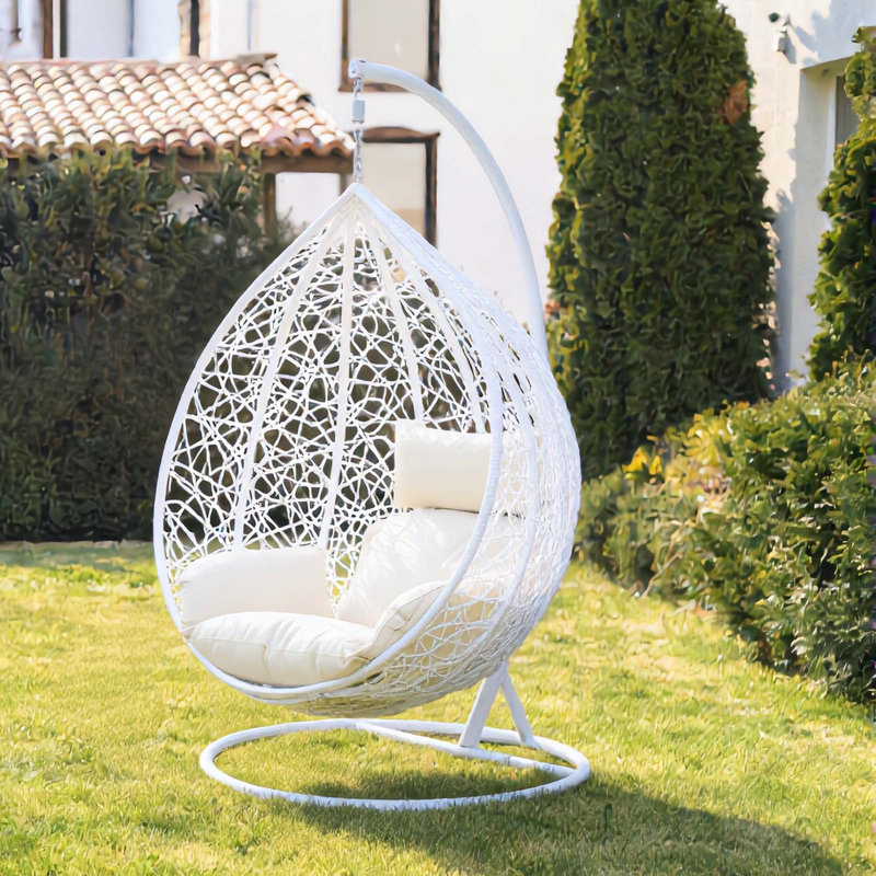 Naperon Garden Swing Chair with Stand, White