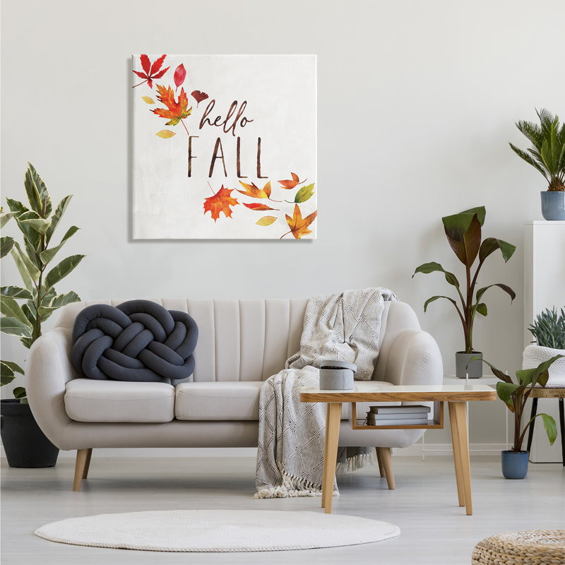 «Hello Fall Autumn Tree Leaves Seasonal déclaration XXL toile tendue par Nina Pierce, H 30 po x l 30 po x P 1,5 po