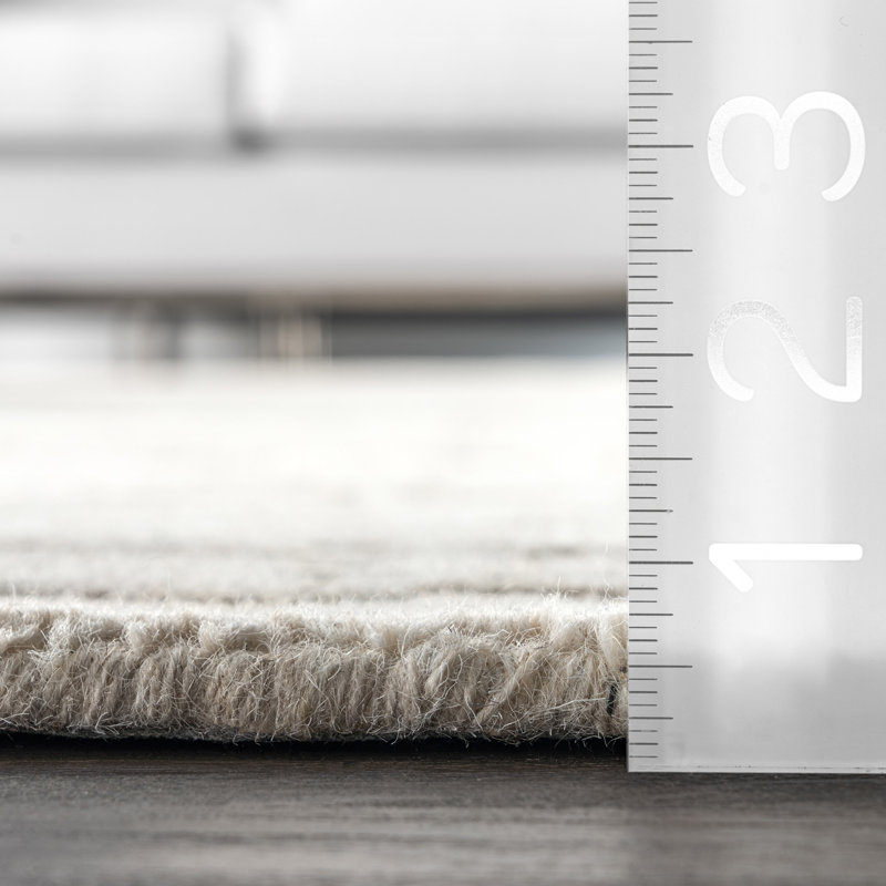 Tapis crème en laine touffeté à la main à motif géométrique Erardo, Rectangle 5 pi x 8 pi