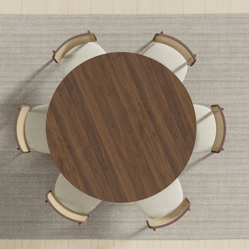 Solid Wood Dining Table Round Pedestal Kitchen Table, Walnut, 30”H x 52”L x 52”W