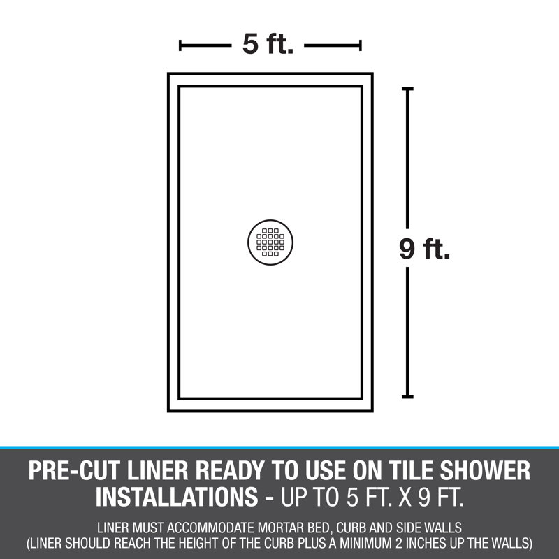 6' W x 10' D Single Threshold Shower Pan Liner