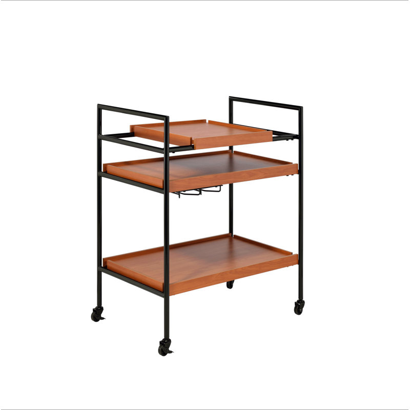 Serving Cart With Stemware Rack