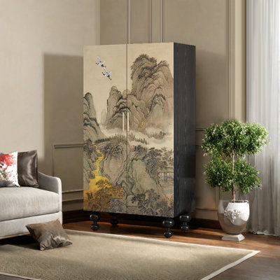 Bedroom hang wardrobe multifunction retro wardrobe