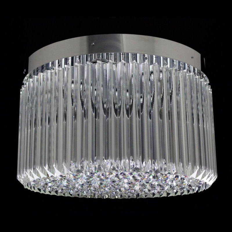 Lustre en cristal Murano Simplicity, Givré, Argenté mat, 29" Diameter x 14" Height