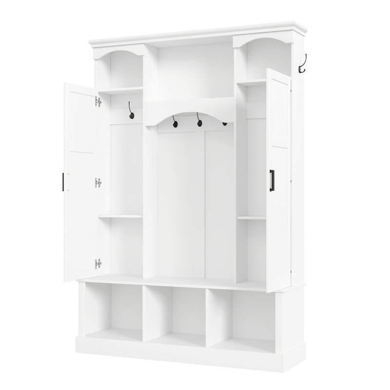 Hall Tree 53.5'' Wide For Hallway, White