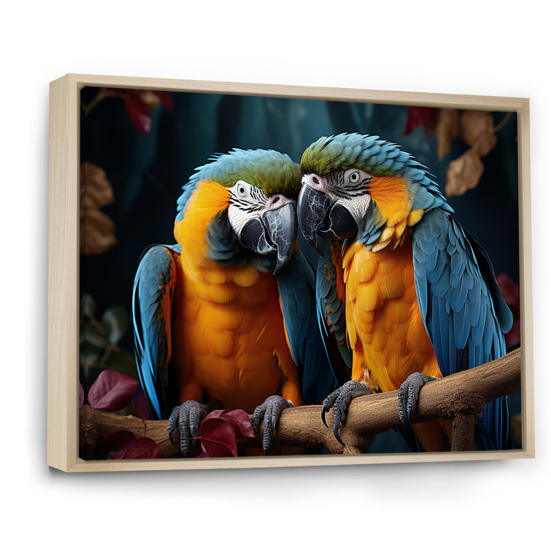 Parrots Vivid Conversations I, H 30 po x l 40 po x P 1,5 po, Cadre flottant naturel
