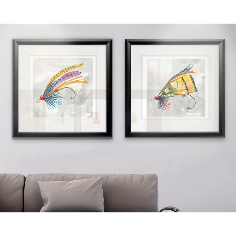 Fly Hook III - ensemble de 2 reproductions de cadres photo, Cadre noir