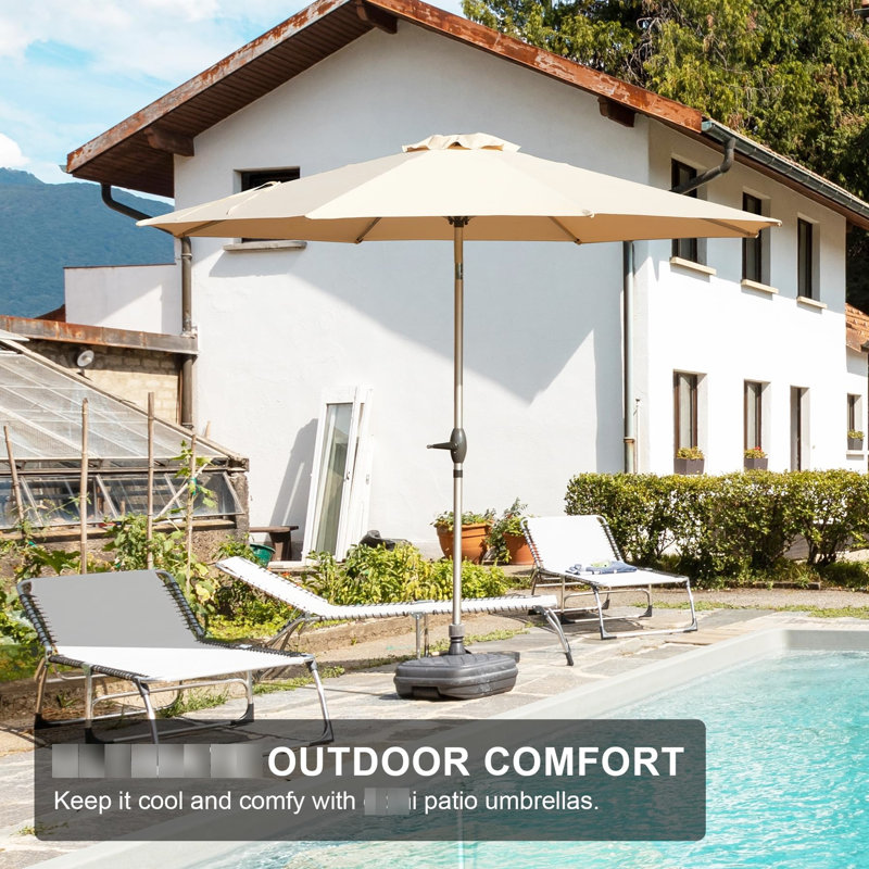 Parasol de patio 9 pi - bloquant, imperméable, inclinable, pour le jardin, la terrasse, la cour, la piscine, la résistance au soleil beige, facile à utiliser