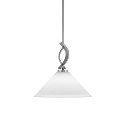 Unia Stem Hung Mini Pendant Shown In Graphite Finish With 12" White Muslin Glass