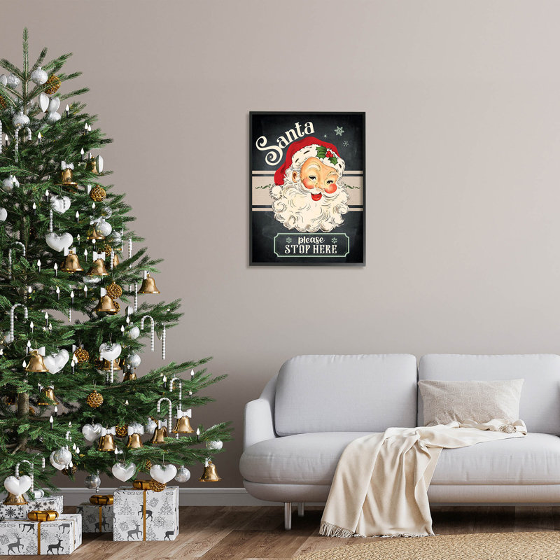 Père Noël, arrêtez-vous ici -191, Giclée encadrée noir minuit, H 30 po x l 24 po x P 1,5 po