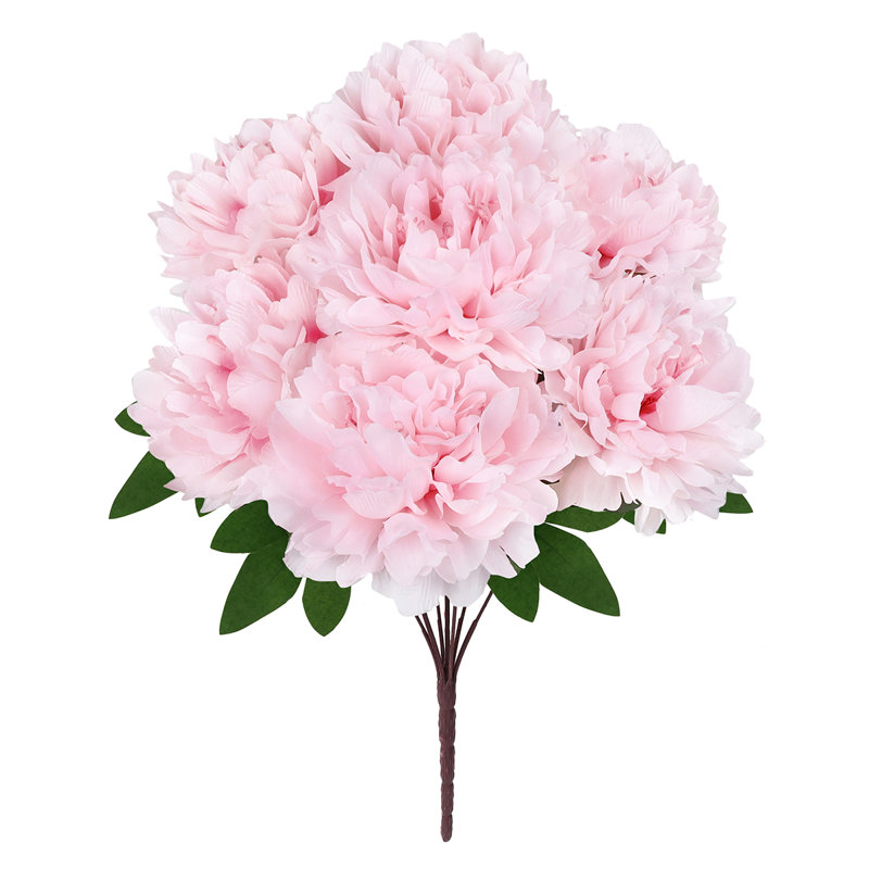 Artificial Hybrid Peony Flower Stem Bush Bouquet, Rose clair