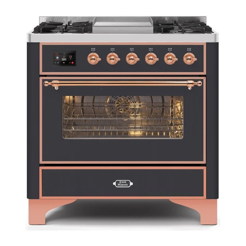 Majestic II Series 36" 3.5 cu ft. Freestanding Dual Fuel Range, Matte Graphite/Copper, Liquid Propane