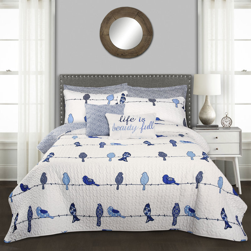 Jeté Rowley Birds, Bleu marine, Très grand