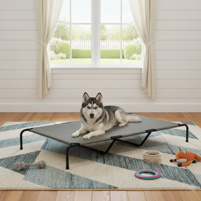 Elevated Pet Bed With Breathable Mesh And Durable Steel Frame, Ideal For Large Dogs And Indoor/Outdoor Use