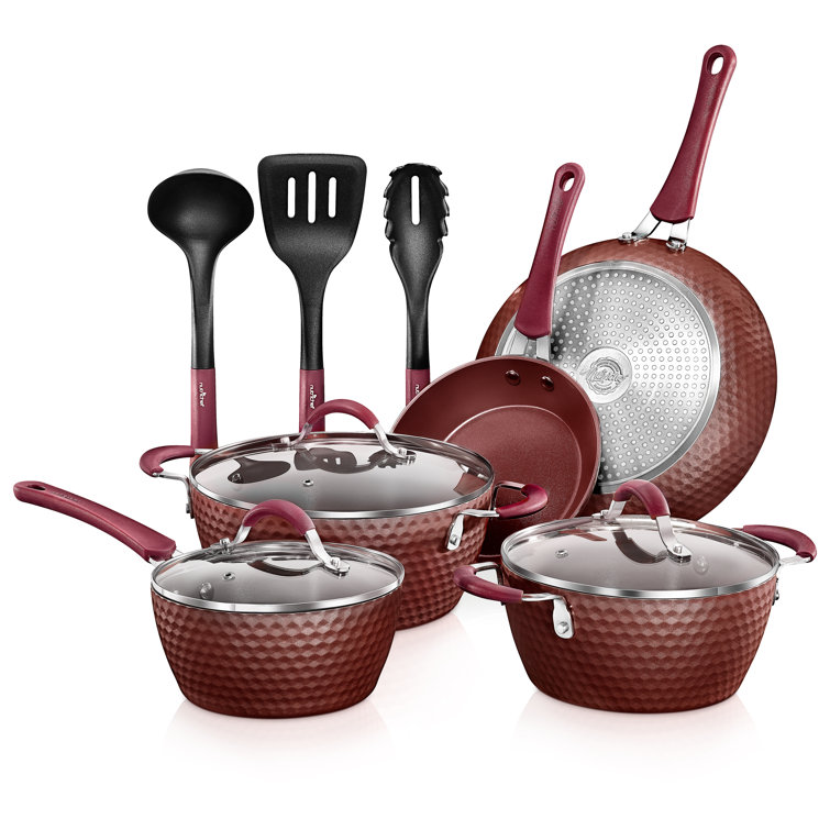 Tramontina Nesting 11 Pc. Nonstick Cookware Set, Red