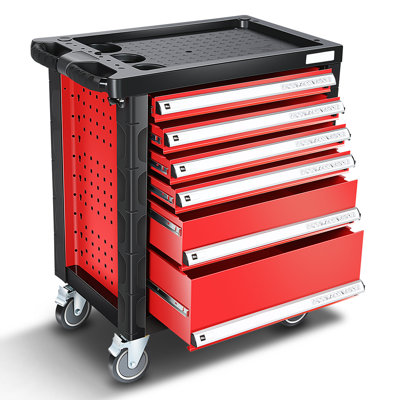 6-Drawer Rolling Tool Chest With Lock, Tool Box Storage Cabinet Organizer With Wheels And Tools Tray Top