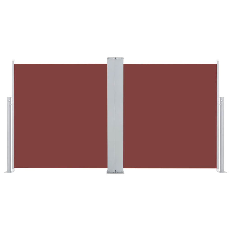 Paravent rétractable avec auvent pliant, H 47,2 po x l 236,22 po, Brun