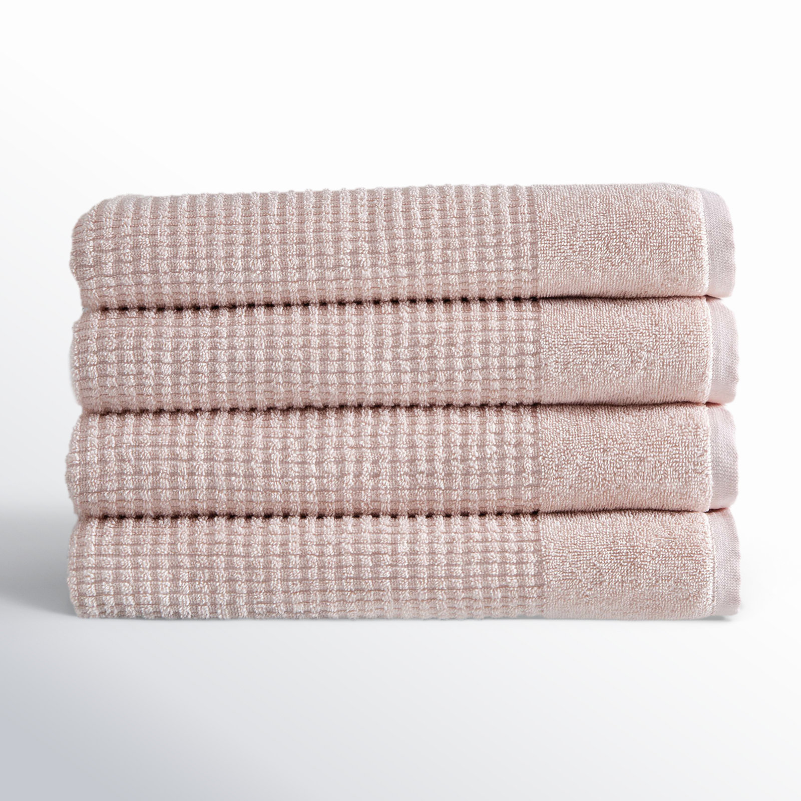 Earline 4-Piece Turkish Cotton Bath Towel Set, Pink