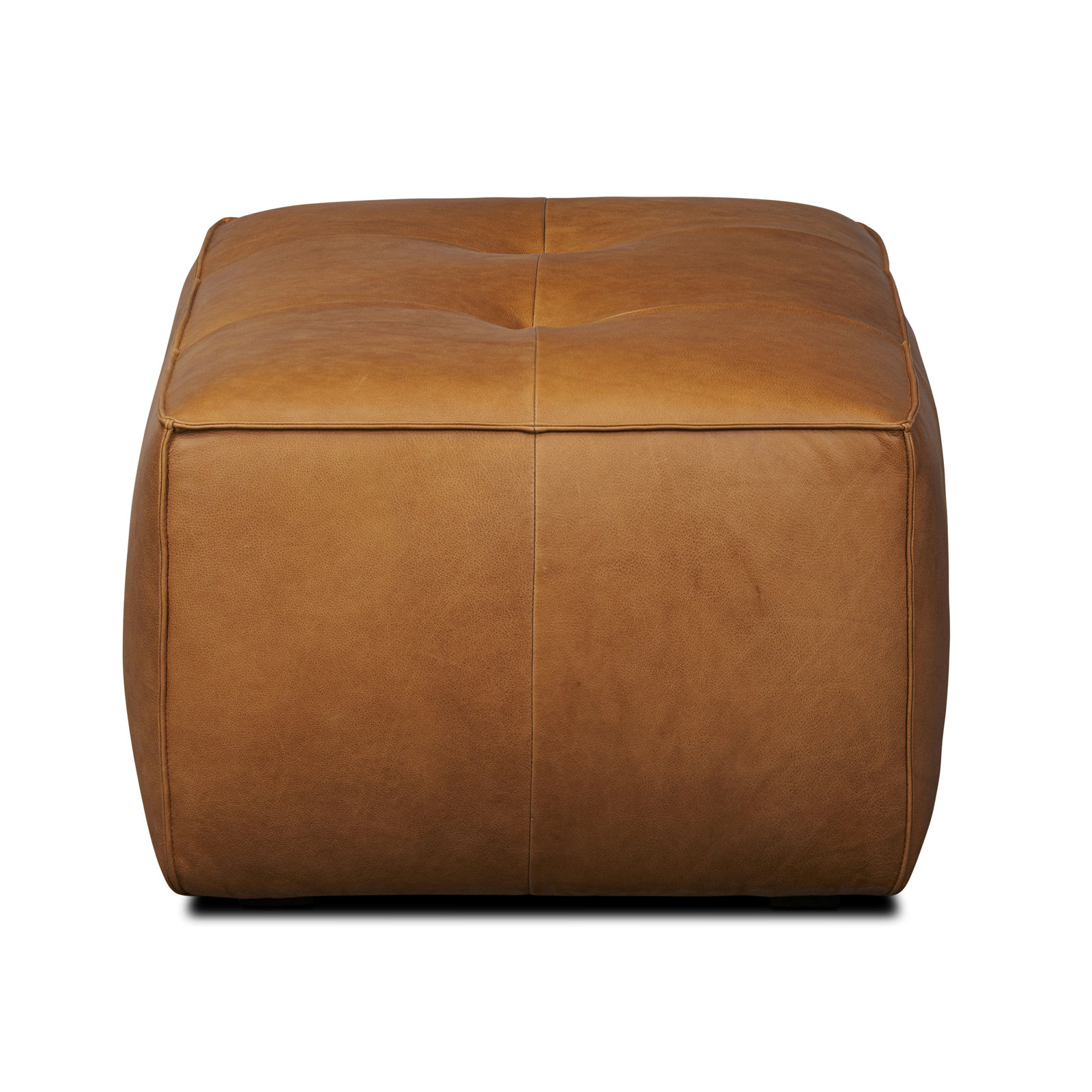Capa 37" Genuine Leather Ottoman, Saddle Tan