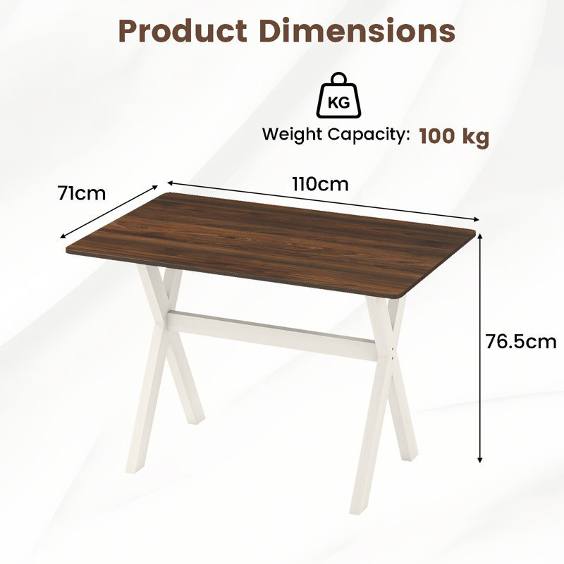 Solid Wood Base Dining Table, Dark Brown Wood