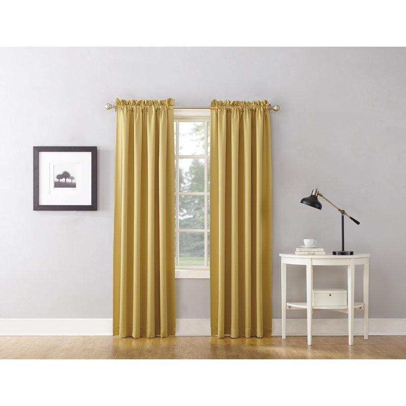 Millen Polyester Thermal Room Darkening Curtain Panel, 54" W x 63" L, Flax