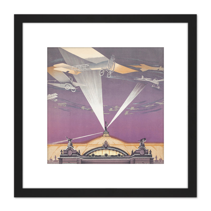 Aviation Illustration Airplanes Palace Dorival - Single Picture Frame Painting