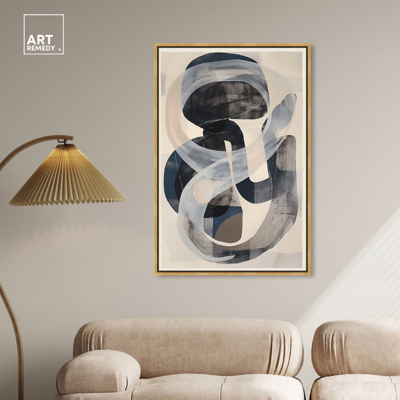 Large Abstract Canvas Wall Art with Gold Frame
