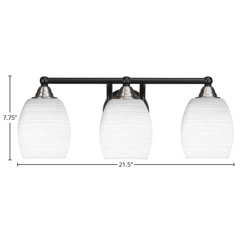 Michell 3-Light Bath Bar, Matte Black/Brushed Nickel, White