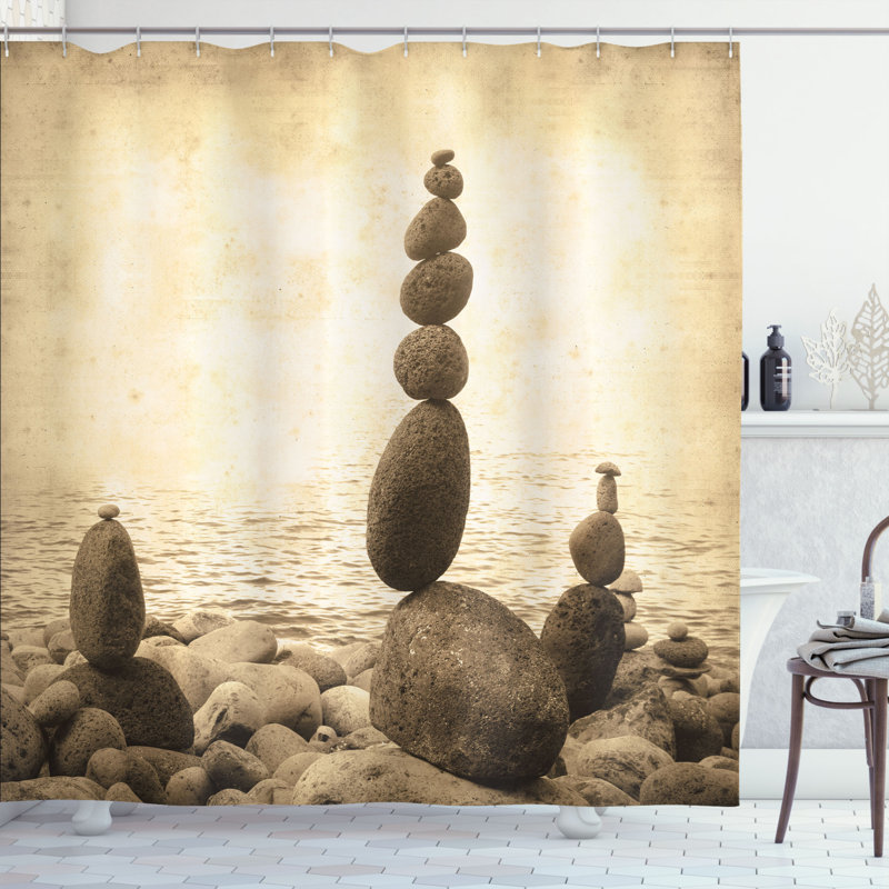 Rideau de douche simple Big and Small Rocks, H 70 po x l 69 po