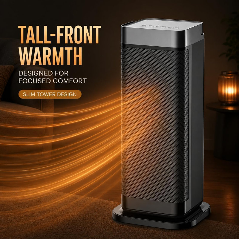 2000W Portable Tower Fan Heater, 4 Modes Fast Heating & Low Noise UK Plug ABS Flame Retardant Space Heater for Home Office Bedroom, Black
