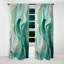 Panneau de rideau abstrait, motif occultant vague verte et blanche - Sway Wave Serenity II vert et blanc-1906182800