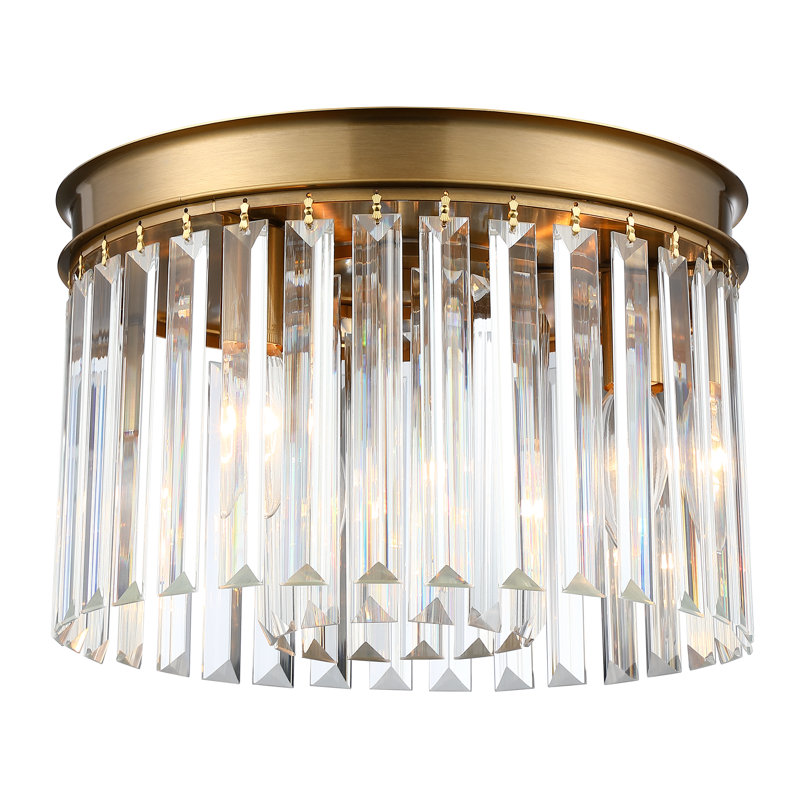 Plafonnier encastré en cristal 3 lumières Krunislava, Doré