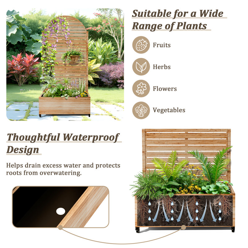 Raised Garden Bed with Trellis on Wheels – Versatile Metal Planter Box with Trellis, Multi-Style Planter Boxes with Trellis Privacy Screen for Patio and Garden