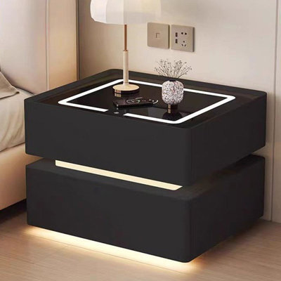 Table de chevet intelligente à 2 tiroirs avec éclairage DEL et recharge sans fil