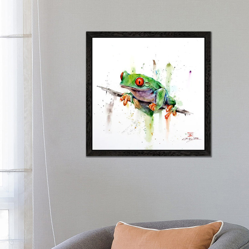 Frog by Dean Crouser - Painting on Canvas, 66.04 cm H x 66.04 cm W, Black Framed