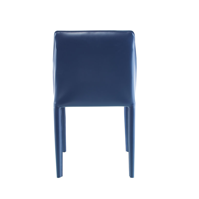 Alycen Genuine Leather Upholstered Dining Chair, Blue