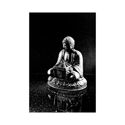 Stone Buddha Sculpture - Wrapped Canvas Print