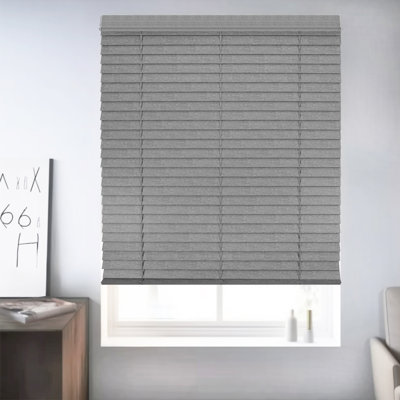 Custom Cordless 2.5” Inch Faux Wood Blinds with Handcrafted Textured Wood Grain and Valance – Premium Foam Wood Design